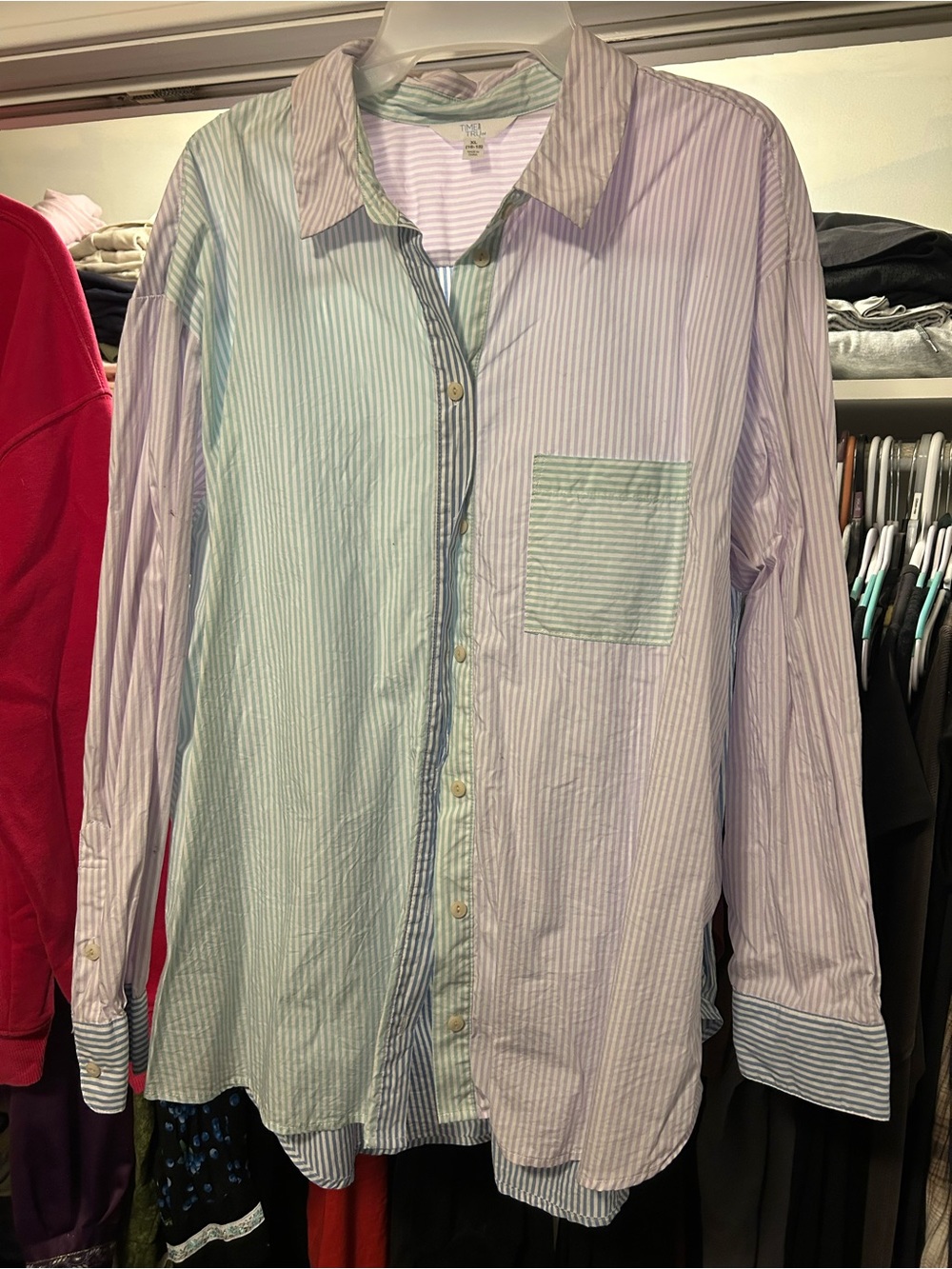 Time and true color block shirt